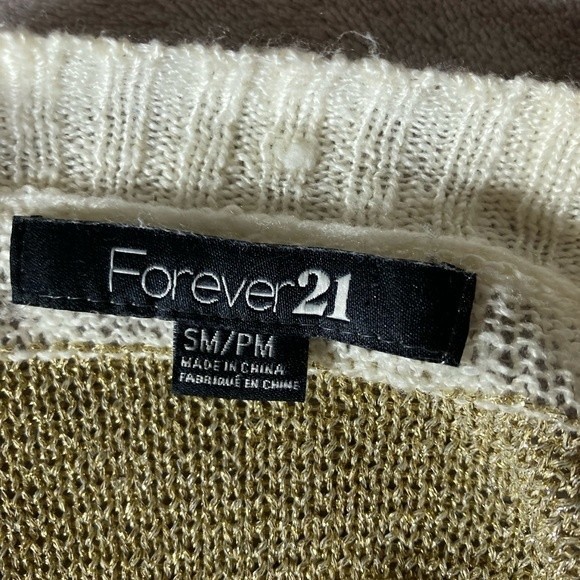 Vintage Forever 21 Cream/Gold Button Down Cardigan Size SM/PM - Picture 4 of 5